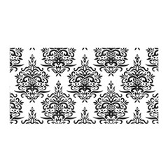 Black And White Ornament Damask Vintage Satin Wrap 35  X 70  by ConteMonfrey