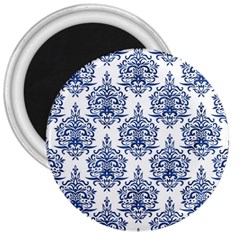 Blue And White Ornament Damask Vintage 3  Magnets by ConteMonfrey