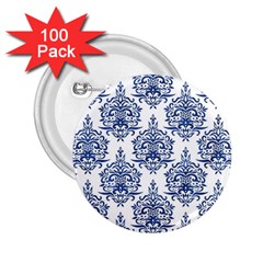 Blue And White Ornament Damask Vintage 2 25  Buttons (100 Pack)  by ConteMonfrey