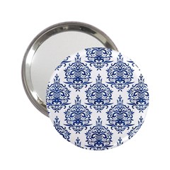 Blue And White Ornament Damask Vintage 2 25  Handbag Mirrors by ConteMonfrey