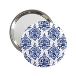 Blue And White Ornament Damask Vintage 2.25  Handbag Mirrors Front