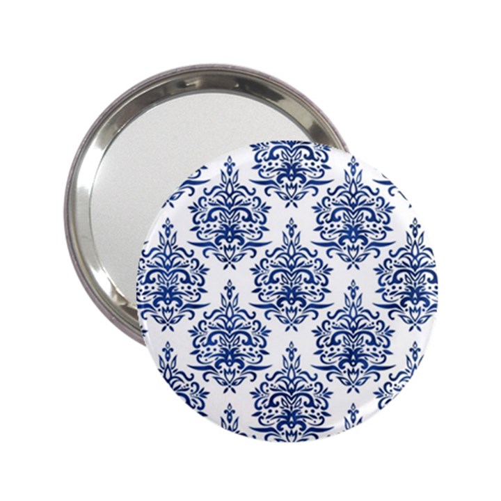 Blue And White Ornament Damask Vintage 2.25  Handbag Mirrors