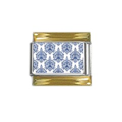 Blue And White Ornament Damask Vintage Gold Trim Italian Charm (9mm) by ConteMonfrey