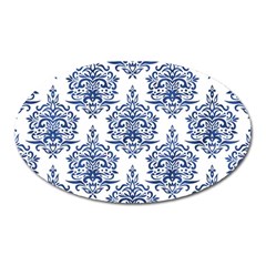 Blue And White Ornament Damask Vintage Oval Magnet by ConteMonfrey