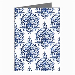 Blue And White Ornament Damask Vintage Greeting Cards (pkg Of 8) by ConteMonfrey