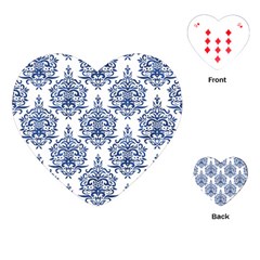 Blue And White Ornament Damask Vintage Playing Cards Single Design (heart) by ConteMonfrey