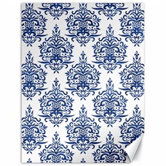 Blue And White Ornament Damask Vintage Canvas 18  X 24  by ConteMonfrey