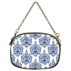 Blue And White Ornament Damask Vintage Chain Purse (one Side) by ConteMonfrey