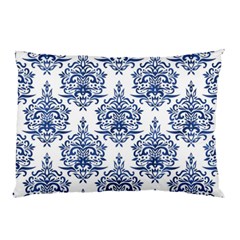 Blue And White Ornament Damask Vintage Pillow Case by ConteMonfrey