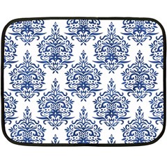 Blue And White Ornament Damask Vintage Fleece Blanket (mini) by ConteMonfrey