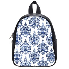 Blue And White Ornament Damask Vintage School Bag (small) by ConteMonfrey