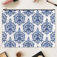 Blue And White Ornament Damask Vintage Cosmetic Bag (xxxl) by ConteMonfrey