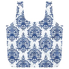 Blue And White Ornament Damask Vintage Full Print Recycle Bag (xl) by ConteMonfrey