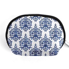 Blue And White Ornament Damask Vintage Accessory Pouch (medium) by ConteMonfrey