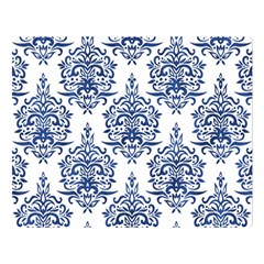 Blue And White Ornament Damask Vintage Double Sided Flano Blanket (large)  by ConteMonfrey