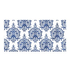 Blue And White Ornament Damask Vintage Satin Wrap 35  X 70  by ConteMonfrey