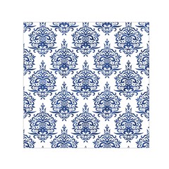 Blue And White Ornament Damask Vintage Square Satin Scarf (30  X 30 ) by ConteMonfrey