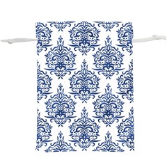 Blue And White Ornament Damask Vintage  Lightweight Drawstring Pouch (xl) by ConteMonfrey