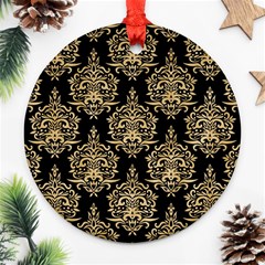 Black And Cream Ornament Damask Vintage Ornament (round) by ConteMonfrey