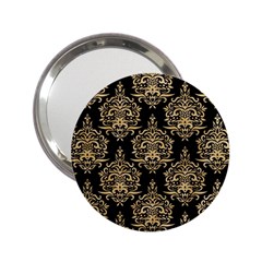 Black And Cream Ornament Damask Vintage 2 25  Handbag Mirrors by ConteMonfrey