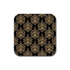 Black And Cream Ornament Damask Vintage Rubber Coaster (square) by ConteMonfrey