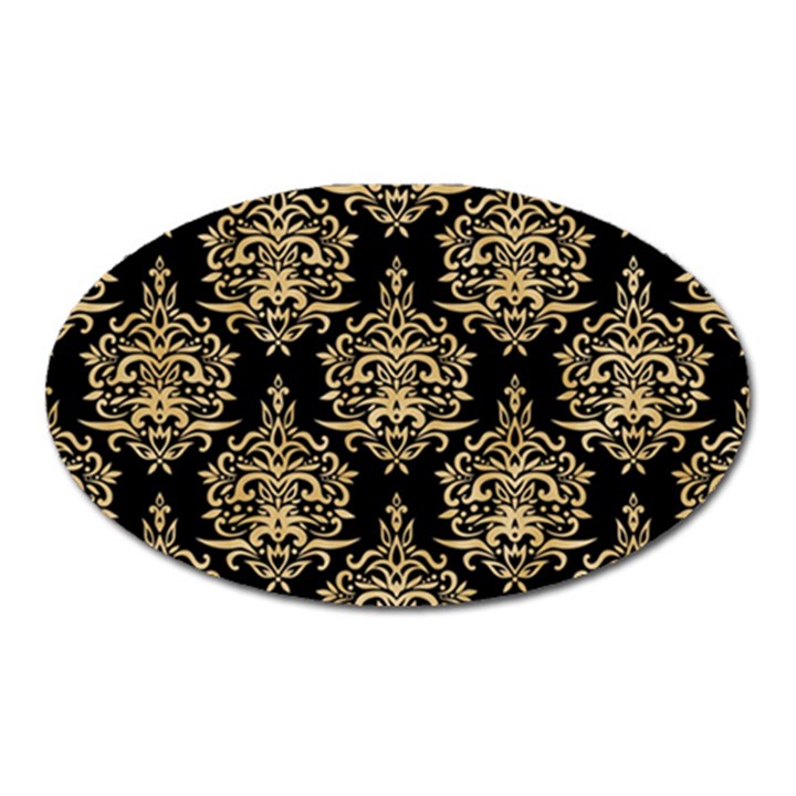 Black And Cream Ornament Damask Vintage Oval Magnet