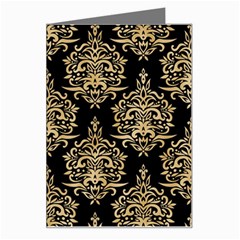 Black And Cream Ornament Damask Vintage Greeting Card