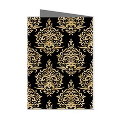 Black And Cream Ornament Damask Vintage Mini Greeting Cards (pkg Of 8) by ConteMonfrey