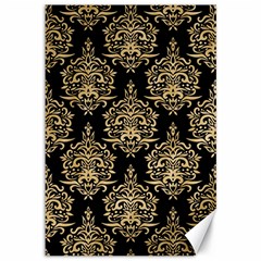 Black And Cream Ornament Damask Vintage Canvas 12  X 18  by ConteMonfrey