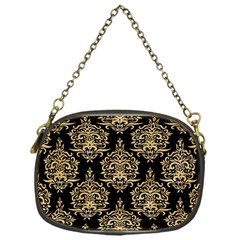 Black And Cream Ornament Damask Vintage Chain Purse (one Side) by ConteMonfrey