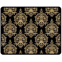 Black And Cream Ornament Damask Vintage Fleece Blanket (medium)  by ConteMonfrey