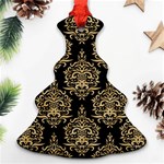 Black And Cream Ornament Damask Vintage Christmas Tree Ornament (Two Sides) Front