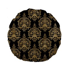 Black And Cream Ornament Damask Vintage Standard 15  Premium Round Cushions by ConteMonfrey