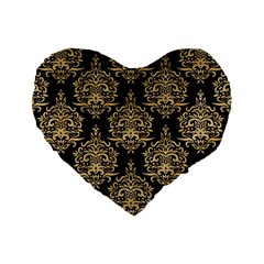 Black And Cream Ornament Damask Vintage Standard 16  Premium Heart Shape Cushions by ConteMonfrey