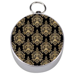 Black And Cream Ornament Damask Vintage Silver Compasses by ConteMonfrey