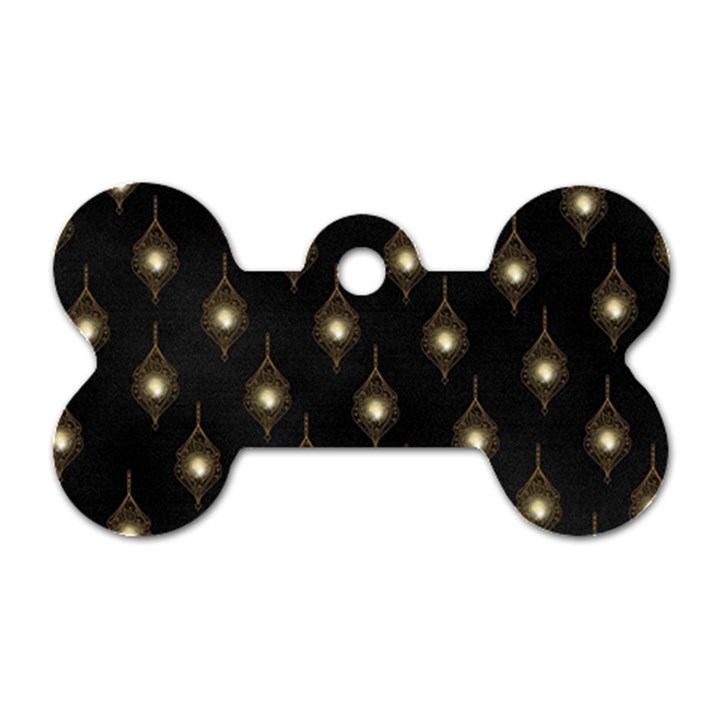 Light On Damask Dog Tag Bone (One Side)