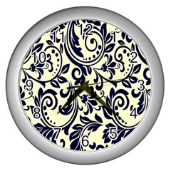 Tribal Flowers Wall Clock (silver) by ConteMonfrey