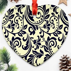 Tribal Flowers Heart Ornament (two Sides)