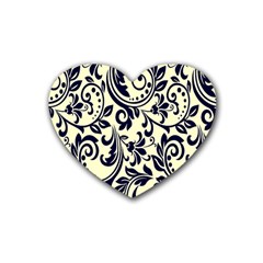 Tribal Flowers Rubber Coaster (heart) by ConteMonfrey