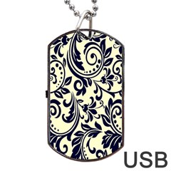 Tribal Flowers Dog Tag Usb Flash (one Side) by ConteMonfrey