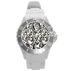 Tribal Flowers Round Plastic Sport Watch (l) by ConteMonfrey