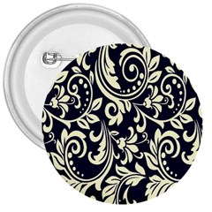 Blue Floral Tribal 3  Buttons by ConteMonfrey