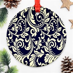 Blue Floral Tribal Ornament (round) by ConteMonfrey