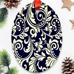 Blue Floral Tribal Ornament (oval) by ConteMonfrey