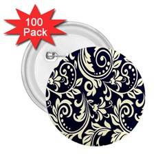 Blue Floral Tribal 2 25  Buttons (100 Pack)  by ConteMonfrey