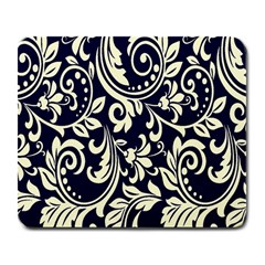 Blue Floral Tribal Large Mousepad by ConteMonfrey