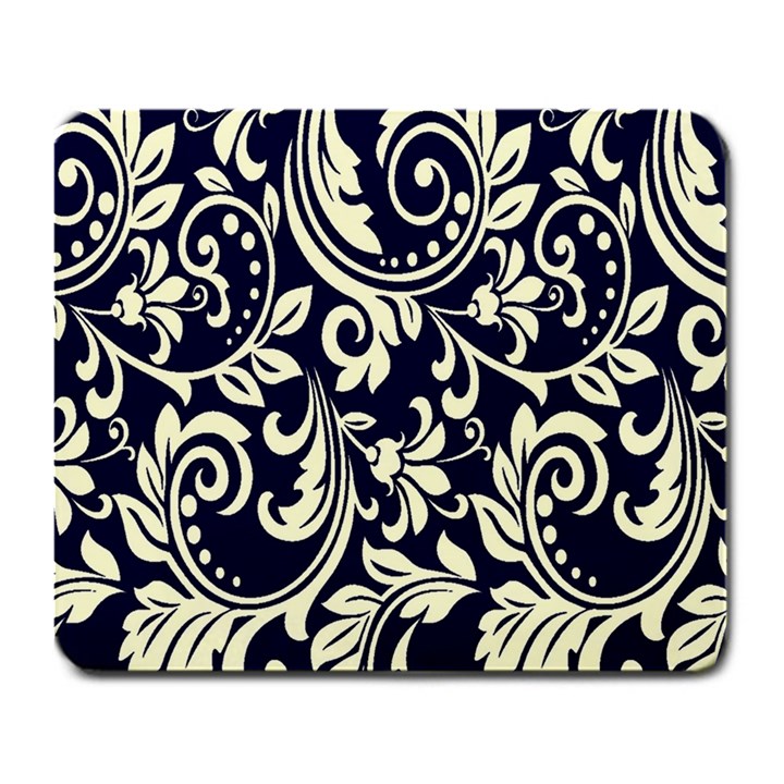 Blue floral tribal Large Mousepad