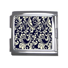 Blue Floral Tribal Mega Link Italian Charm (18mm)