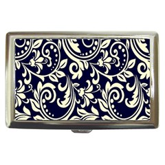 Blue Floral Tribal Cigarette Money Case by ConteMonfrey