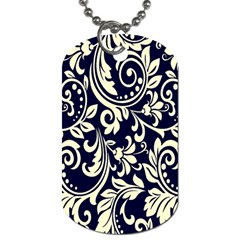 Blue Floral Tribal Dog Tag (two Sides) by ConteMonfrey